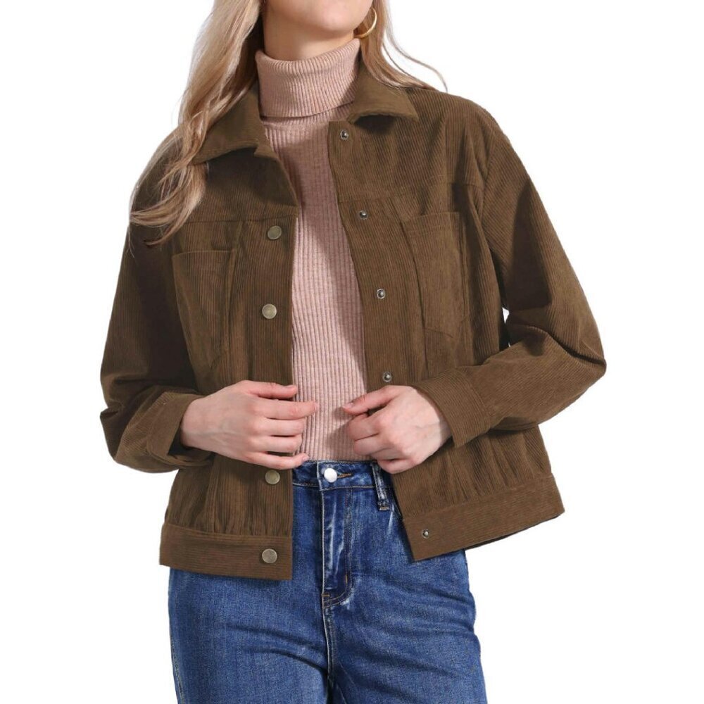 Corduroy Shacket Jacket Women's Casual Fall Outerwear Button Down